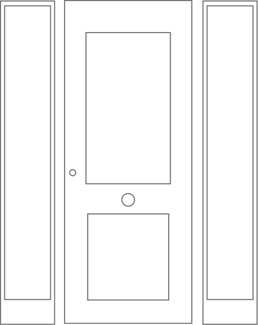 Esquema de puerta con dos fijos izquierdo y derecho.