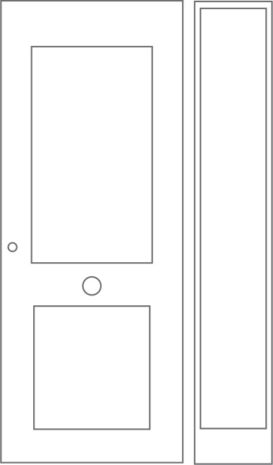 Esquema de puerta con fijo derecho.