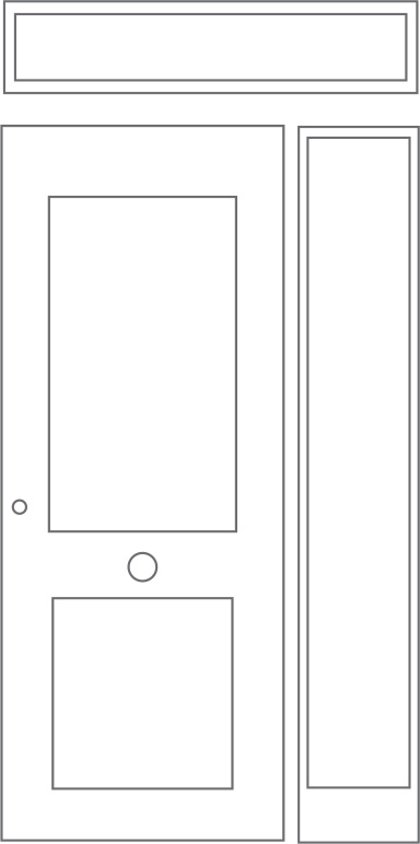 Esquema de puerta con fijo superior y derecho.