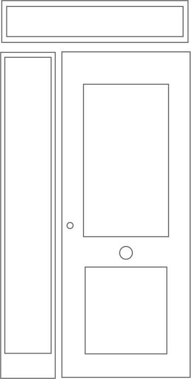 Esquema de puerta con fijo superior e izquierdo.