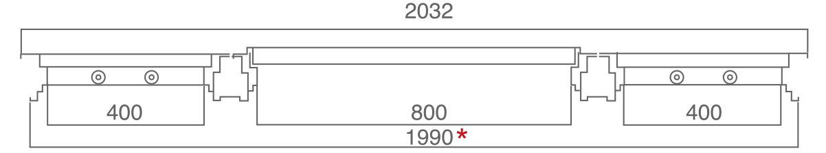Puerta 800 + 2 fijos grandes.