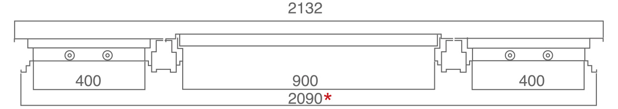 Puerta 900 + 2 fijos grandes.