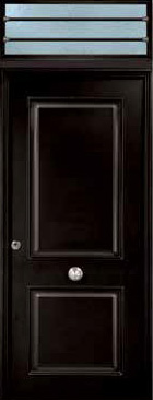 Puerta de seguridad modelo Recto acabado negro con fijo superior, de barrotes.