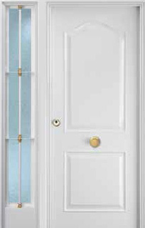 Puerta de seguridad modelo Semiprovenzal acabado blanco con fijo lateral izquierdo de barrote.